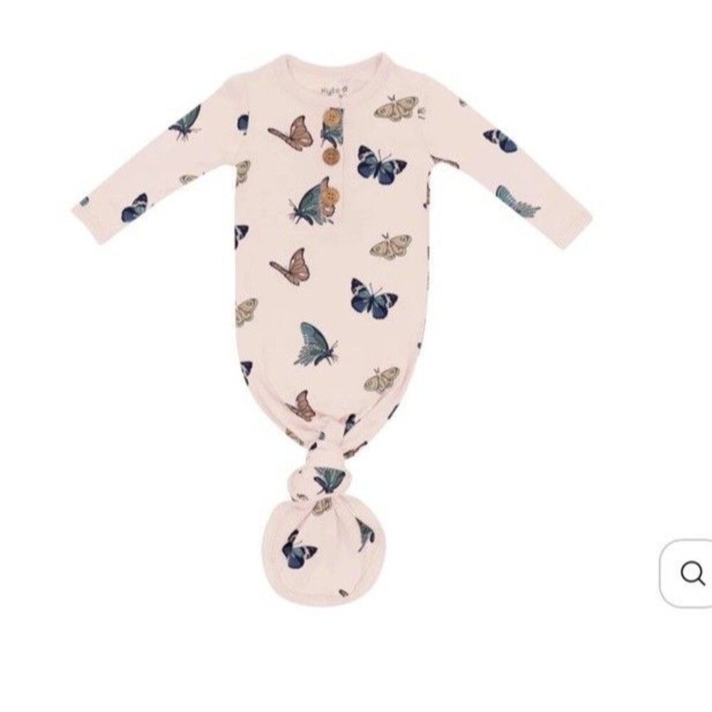 Kyte BabySz  Newborn Pink Butterfly Knotted Gown Kimono bamboo Sleepsack tie